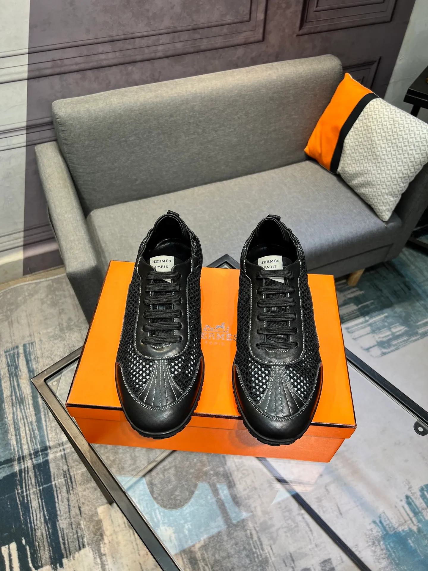 Men's shoes 💰700 [HERMES] Hermès - High-end quality original order 🔍🔍 - Upper: 🔝 cowhide suede splicing design - Inner lining: imported mixed sheepskin - Outsole: TPR foam · Rubber: two-color combined molding outsole - Super high quality control · Fine workmanship: highlighted (high-end, luxury, grade) -Size: 38-44 (45, 46, can be customized)